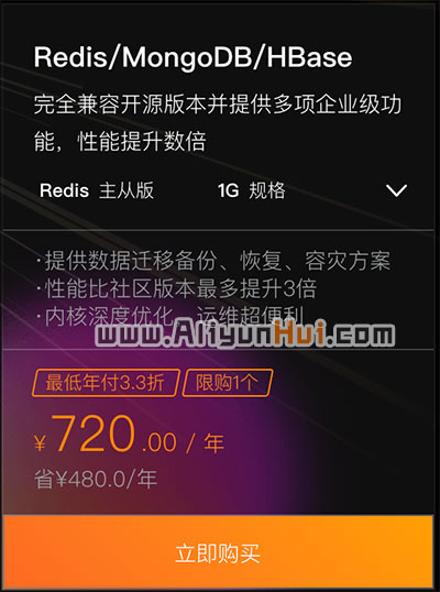 Redis/MongoDB/HBase云数据库优惠